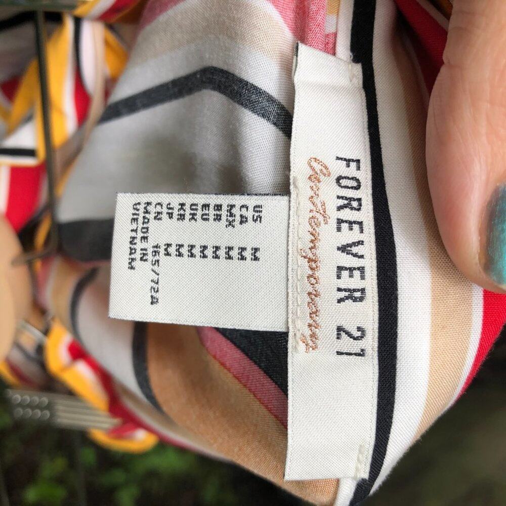 F21 Contemporary Multi Stripe Wrap Midi Skirt M - image 6